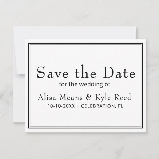 Foto Modern Border Minimalist Save the Date (Voorkant)