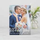 Foto Modern Calligraphy Wedding Bride Groom Bedankkaart (Staand voorkant)