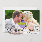 Foto Modern Calligraphy Wedding Couple Bedankkaart (Voorkant)
