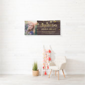 Foto modern Chic Script Rustic Gold Afstuderen Spandoek (Insitu)