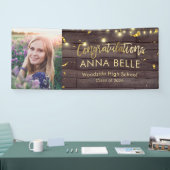 Foto modern Chic Script Rustic Gold Afstuderen Spandoek (Beurs)