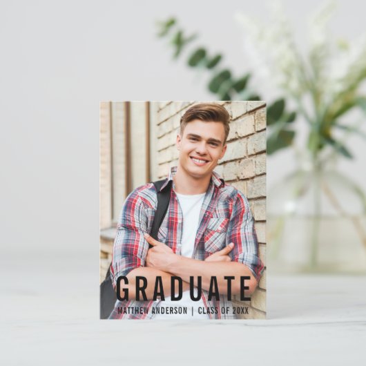 Foto Modern Cool Graduation Party Uitnodiging Briefkaart (Staand voorkant)