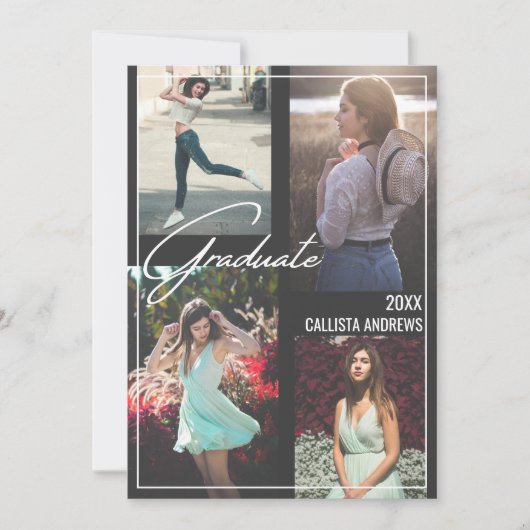 Foto Modern Eenvoudig Zwart Wit Ingelijste Afstude Kaart (Voorkant)