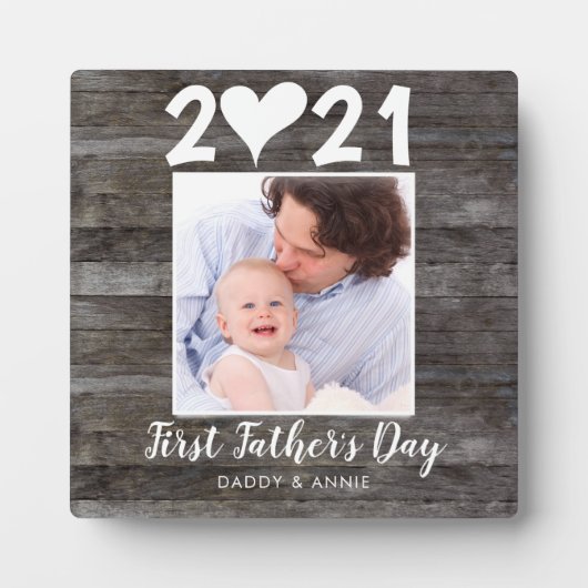 Foto modern eerste Vaderdag-script - hartwood Fotoplaat (Voorkant)