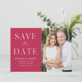 Foto Modern Elegance Magenta Save The Date (Staand voorkant)