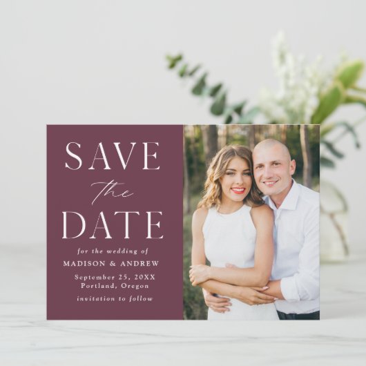 Foto Modern Elegance Wine Save The Date (Staand voorkant)