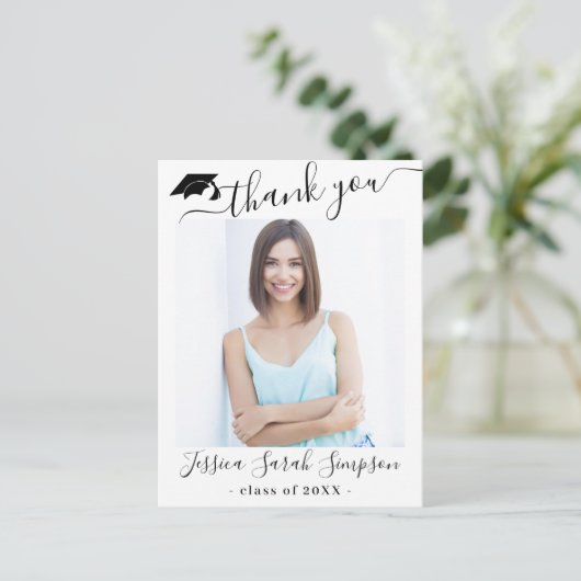 FOTO Modern Elegant Afstuderen Dank u wel Briefkaart (Staand voorkant)