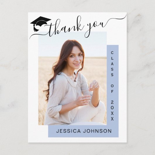 FOTO Modern Elegant Afstuderen Dank u wel Briefkaart (Voorkant)
