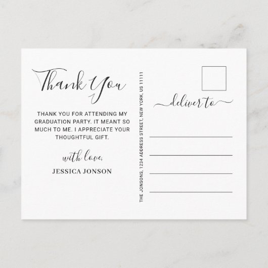 FOTO Modern Elegant Afstuderen Hartelijk dank Aankondigingskaart (Achterkant)