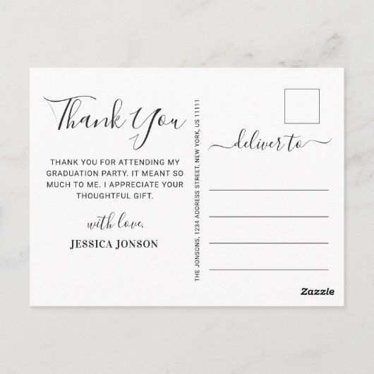 FOTO Modern Elegant Afstuderen Hartelijk dank Briefkaart (Achterkant)