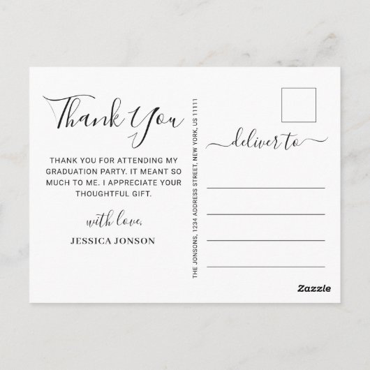 FOTO Modern Elegant Afstuderen Hartelijk dank Briefkaart (Achterkant)