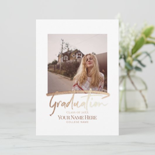 Foto modern Elegant Afstuderen Kaart (Staand voorkant)