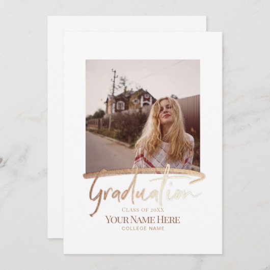 Foto modern Elegant Afstuderen Kaart (Voorkant / Achterkant)
