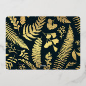 Foto Modern Elegant Groen en Goud Kerstmis Folie Feestdagenkaart (Achterkant)