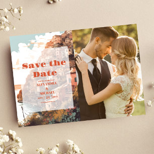 Foto Modern Elegant Italië Bestemming Bruiloft Save The Date