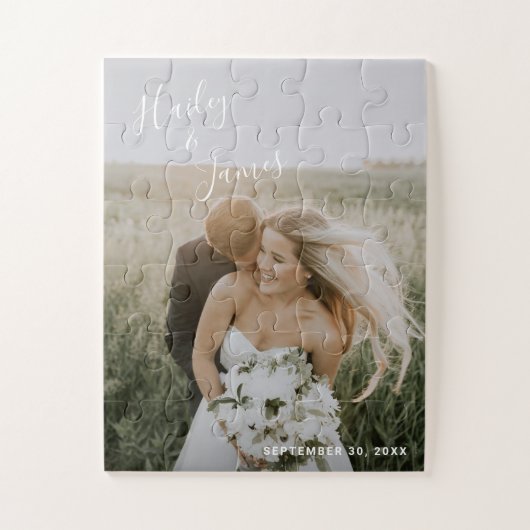 Foto Modern Elegant Wedding Pas getrouwd Legpuzzel (Verticaal)