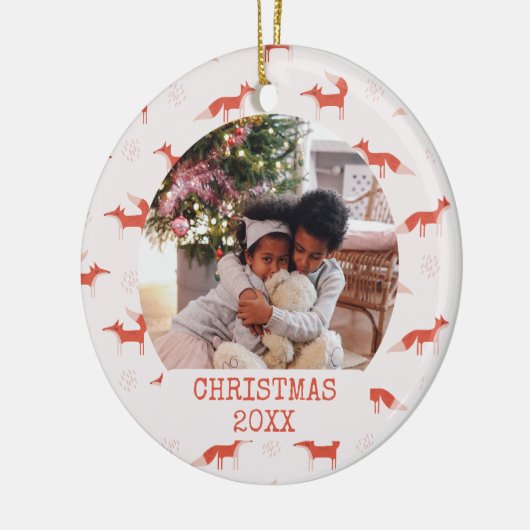 Foto Modern Fox Pattern Kerst Keramisch Ornament (Links)