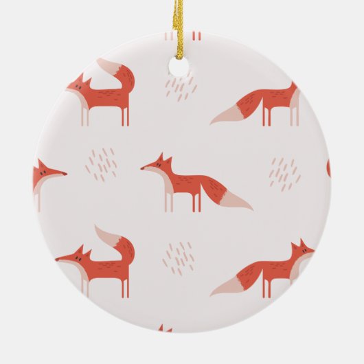 Foto Modern Fox Pattern Kerst Keramisch Ornament (Achterkant)