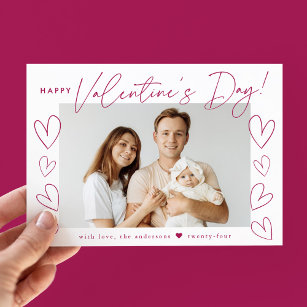 Foto Modern Fuchsia Script Valentijnsdag Feestdagenkaart
