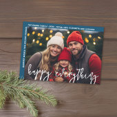 Foto Modern Gelukkig Alles Minimal Navy Rand Feestdagenkaart