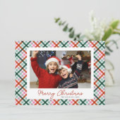 Foto Modern Gingham Merry Christmas Kaart (Staand voorkant)