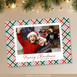 Foto Modern Gingham Merry Christmas Kaart