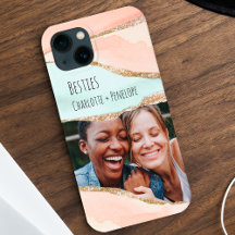 Foto Modern Glitter Oranje Mint Aesthetics Besties