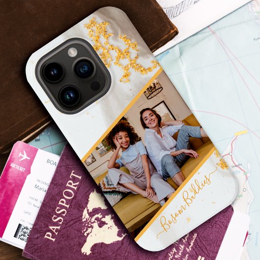 Foto Modern Gold Glitter Black Marble - Aangepast Case-Mate iPhone Case