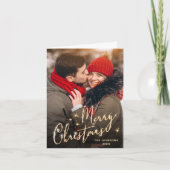 FOTO Modern Golden kerstgroet Feestdagen Kaart (Voorkant)