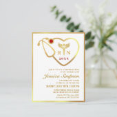 Foto Modern Golden White Nursing Graduation Party Briefkaart (Staand voorkant)