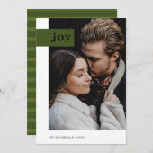 Foto Modern Green and White Joy Tab Feestdagenkaart (Voorkant / Achterkant)