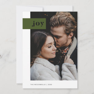 Foto Modern Green and White Joy Tab Feestdagenkaart