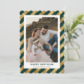 Foto Modern Groen Goud Gelukkig Nieuwjaar Kaart (Staand voorkant)