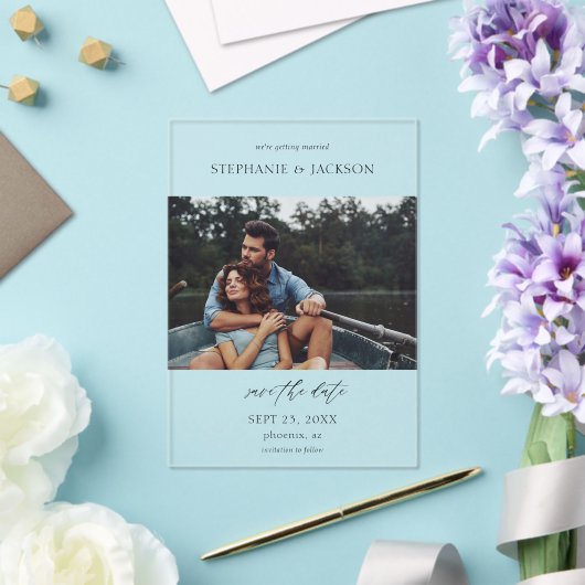 Foto Modern H Pano Save the Date Acryl Uitnodigingen (Insitu (Huwelijk))