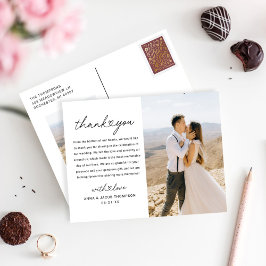 Foto modern hartscript bruiloft Bedankt Briefkaart