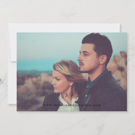 Foto Modern Horizontal 4 Black & White Wedding Kaart (Achterkant)