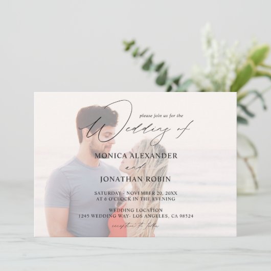 Foto Modern Horizontal 4 Wedding Kaart (Staand voorkant)