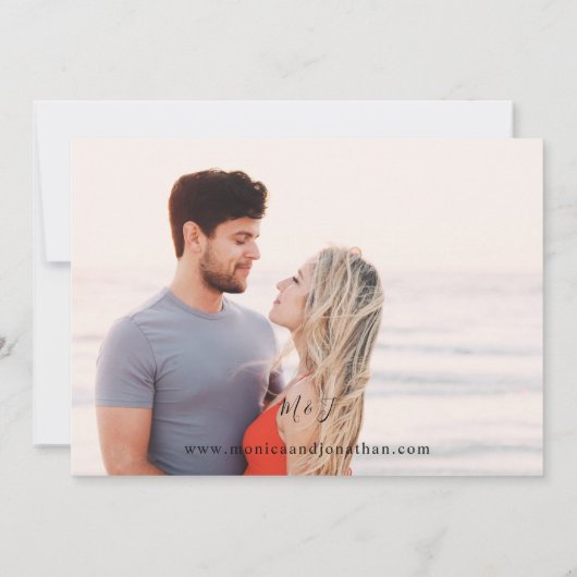 Foto Modern Horizontal 4 Wedding Kaart (Achterkant)