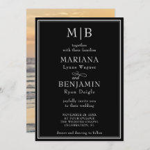 Foto Modern Lined Border Minimalist Black Wedding