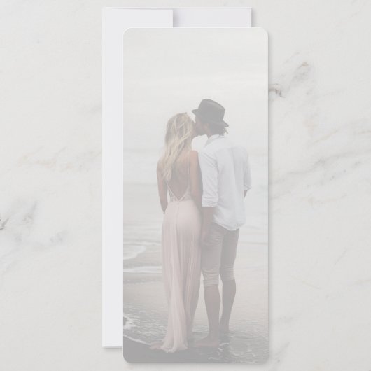 Foto, modern, minimaal, wit, bruiloft kaart (Achterkant)