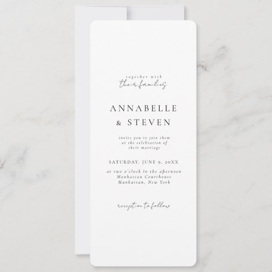 Foto, modern, minimaal, wit, bruiloft kaart (Voorkant)