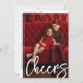 Foto Modern Minimal Border Cheers Retro Arch Terug Feestdagenkaart (Voorkant)