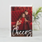 Foto Modern Minimal Border Cheers Retro Arch Terug Feestdagenkaart (Staand voorkant)