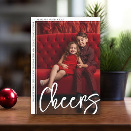 Foto Modern Minimal Border Cheers Retro Arch Terug Feestdagenkaart