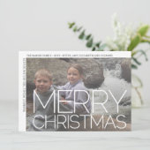 Foto Modern Minimal White Border Merry Kerstmis Feestdagenkaart (Staand voorkant)