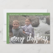 Foto Modern Minimal White Border Merry Kerstmis Feestdagenkaart (Voorkant)