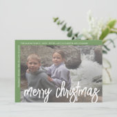 Foto Modern Minimal White Border Merry Kerstmis Feestdagenkaart (Staand voorkant)