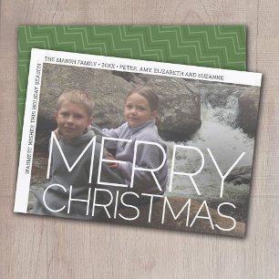 Foto Modern Minimal White Border Merry Kerstmis Feestdagenkaart