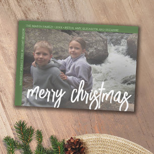 Foto Modern Minimal White Border Merry Kerstmis Feestdagenkaart