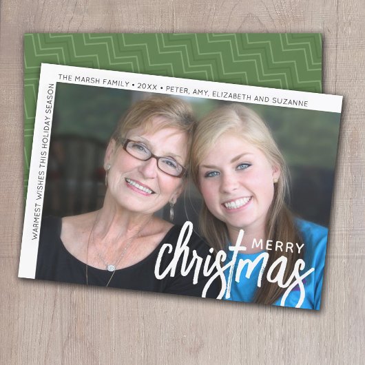 Foto Modern Minimal White Border Merry Kerstmis Feestdagenkaart